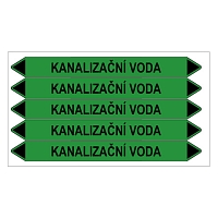 Značení potrubí, kanalizační voda,5 ks, 150 × 12 mm